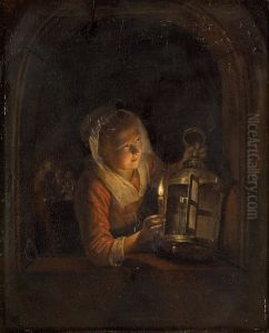 Girl with a Lantern at a Window