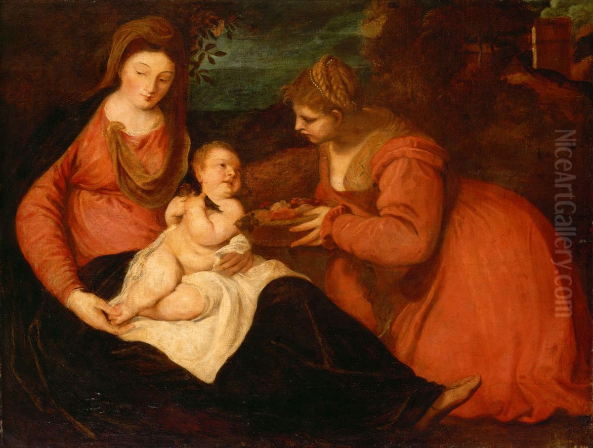 Maria mit Kind und Hl. Dorothea Oil Painting by Sir Anthony Van Dyck