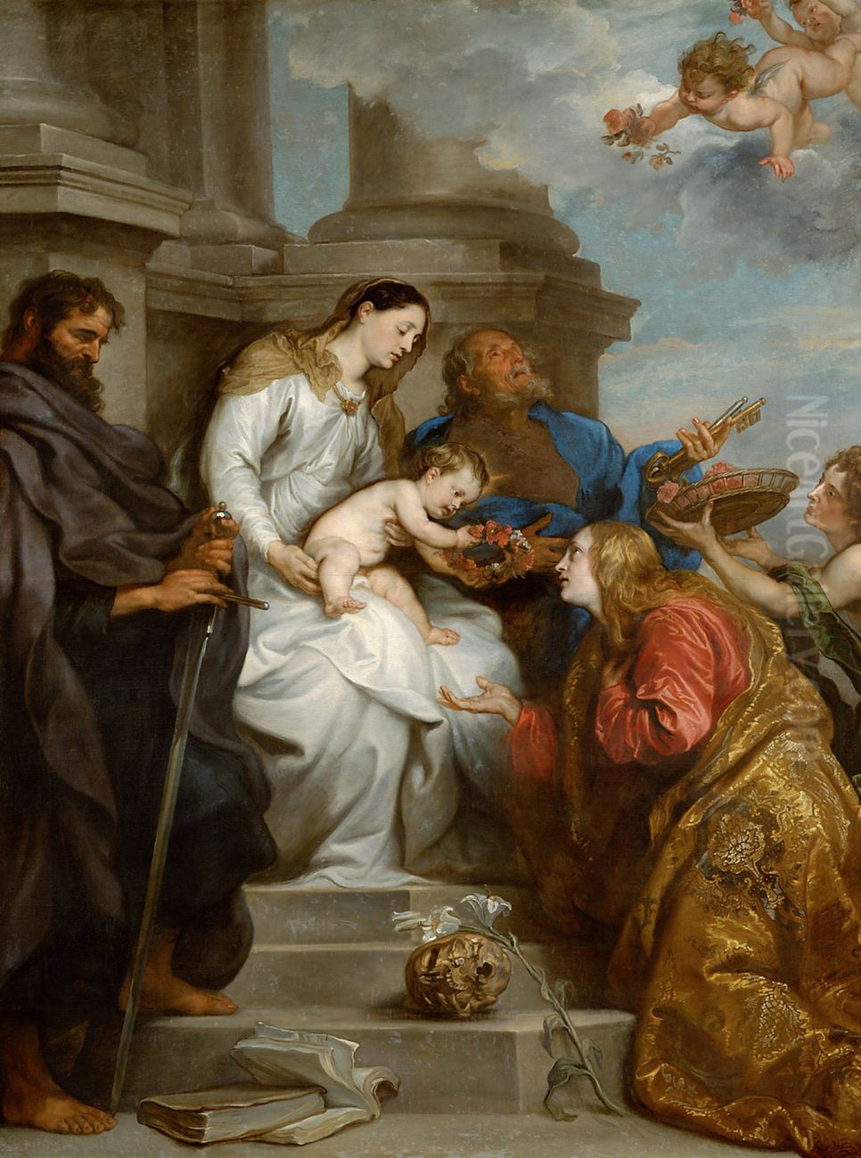 Maria mit Kind und den Hll.Rosalia, Petrus und Paulus Oil Painting by Sir Anthony Van Dyck