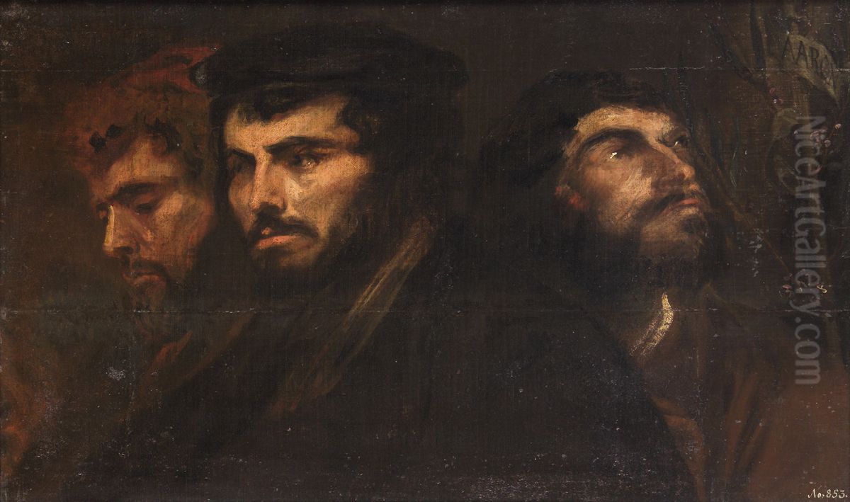 Three studies of heads Oil Painting by Sir Anthony Van Dyck