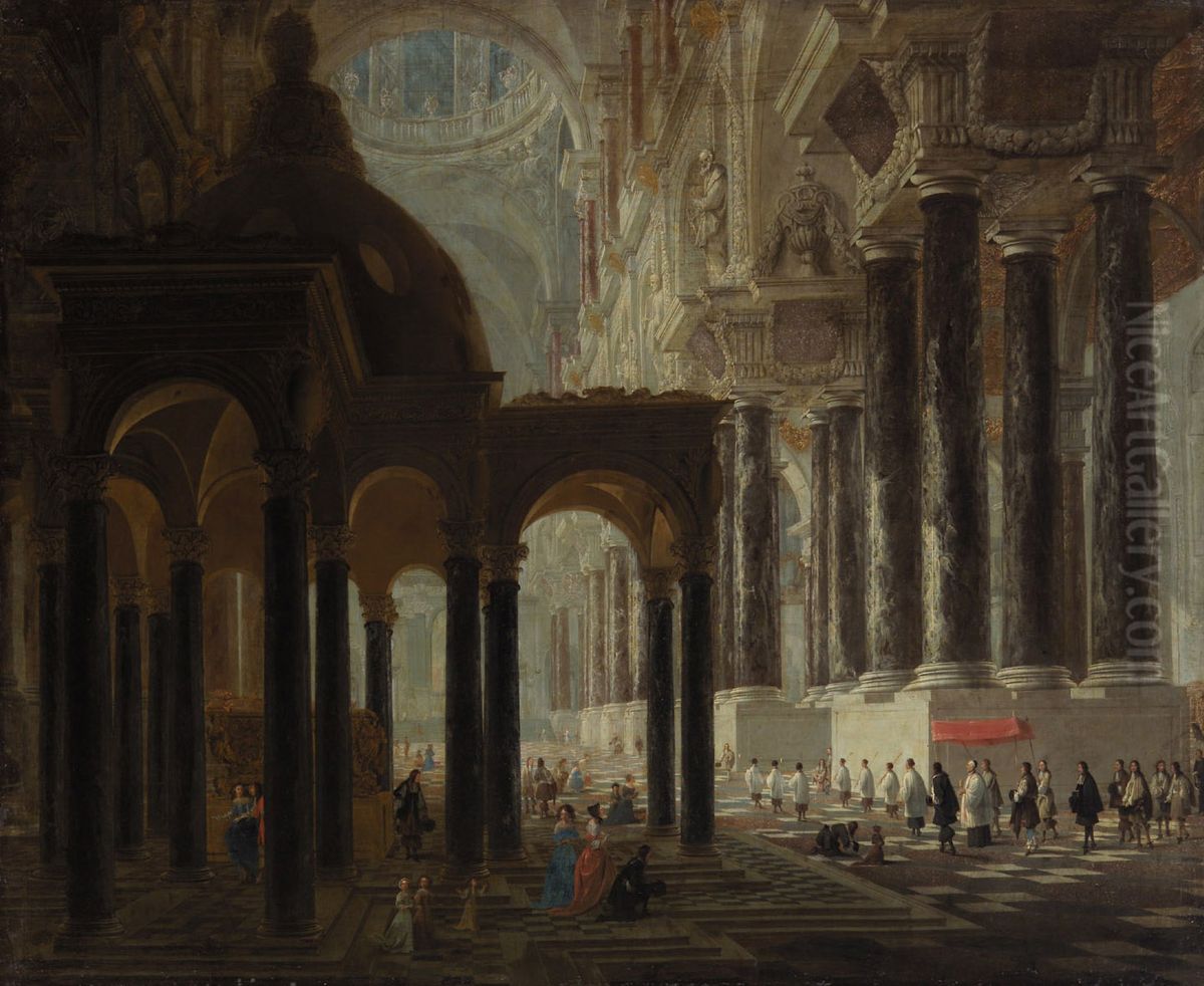 Church Interior Oil Painting by Wilhelm Schubert van Ehrenberg