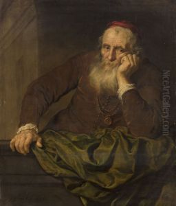 Old man leaning on a balustrade