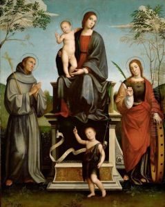 Maria mit Kind , den Hll. Franziskus, Katharina und dem Johannesknaben