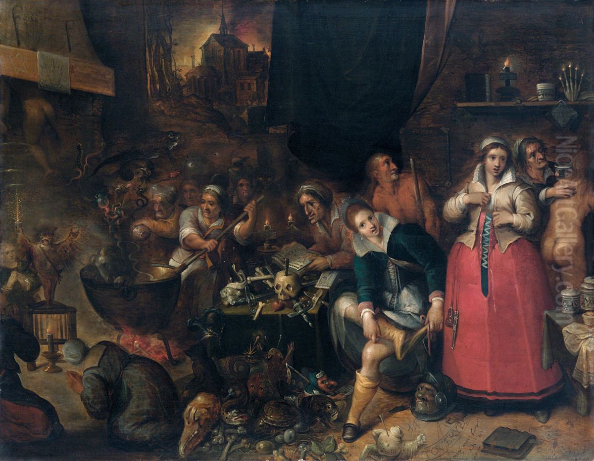 A Witches' Kitchen Oil Painting by Frans Francken the Younger