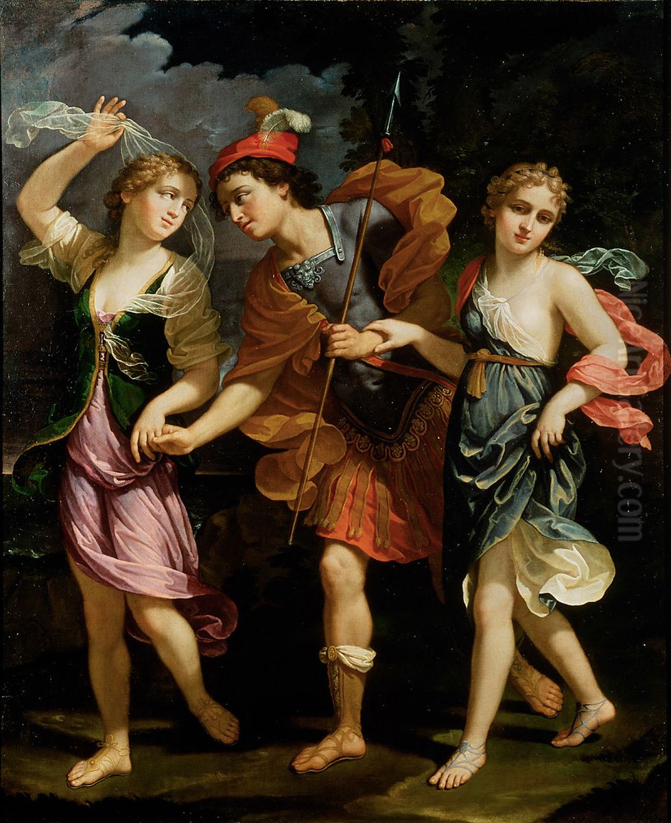 Theseus mit den beiden Tochtern des Minos Oil Painting by Benedetto Gennari II