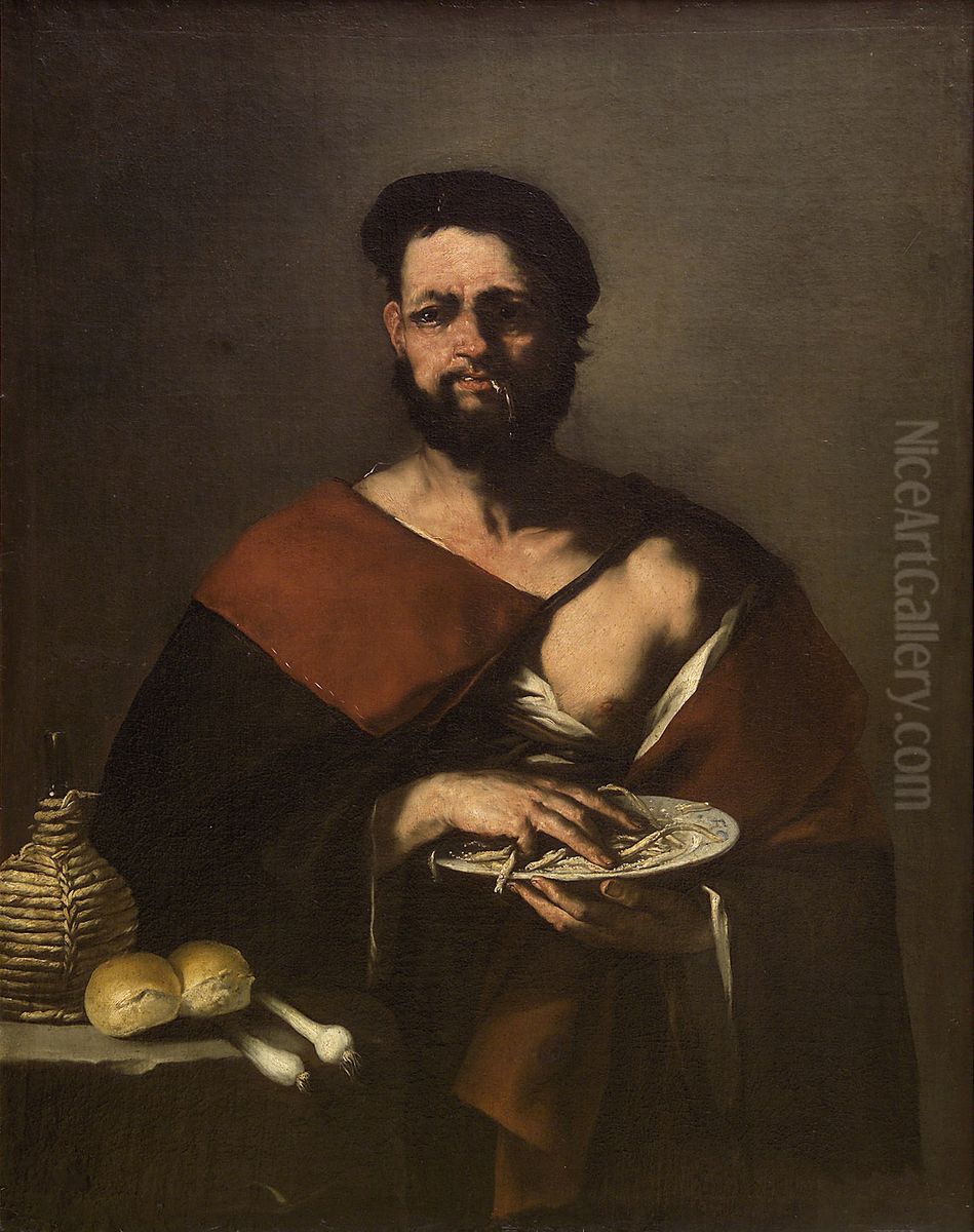 The fish eater Oil Painting by Luca Giordano