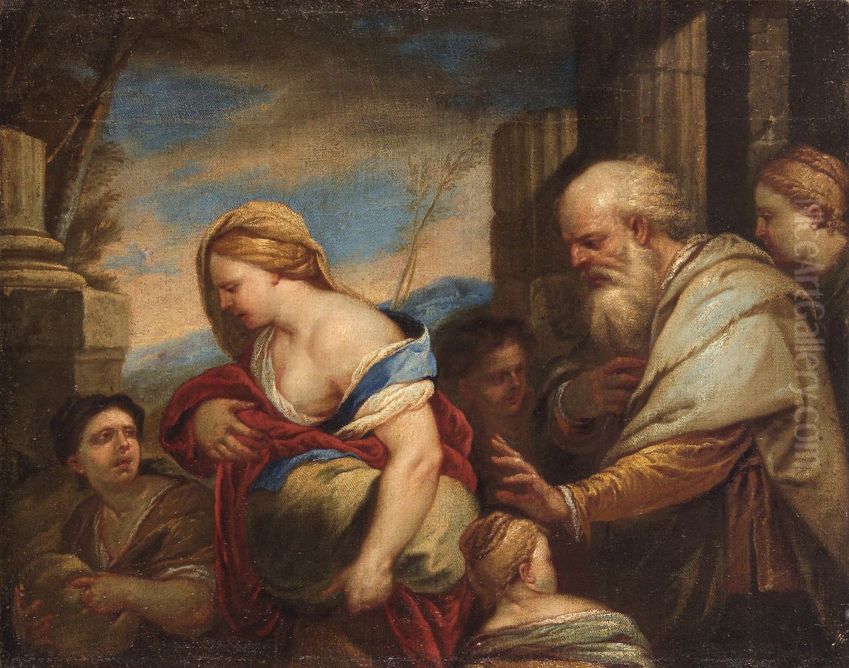 Expulsion of Hagar by Abraham Oil Painting by Luca Giordano