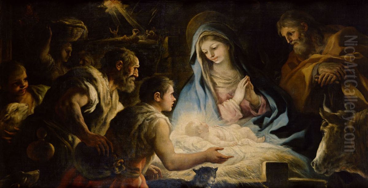 Adoration of the Shepherds (1696) Oil Painting by Luca Giordano