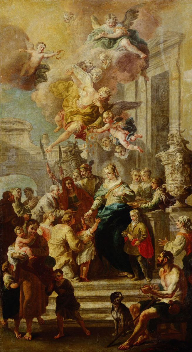 Alms donation from St. Elizabeth of Portugal Oil Painting by Daniel Gran