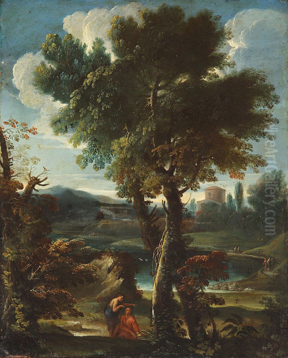Landschaft mit Hirten Oil Painting by Giovanni Francesco Grimaldi