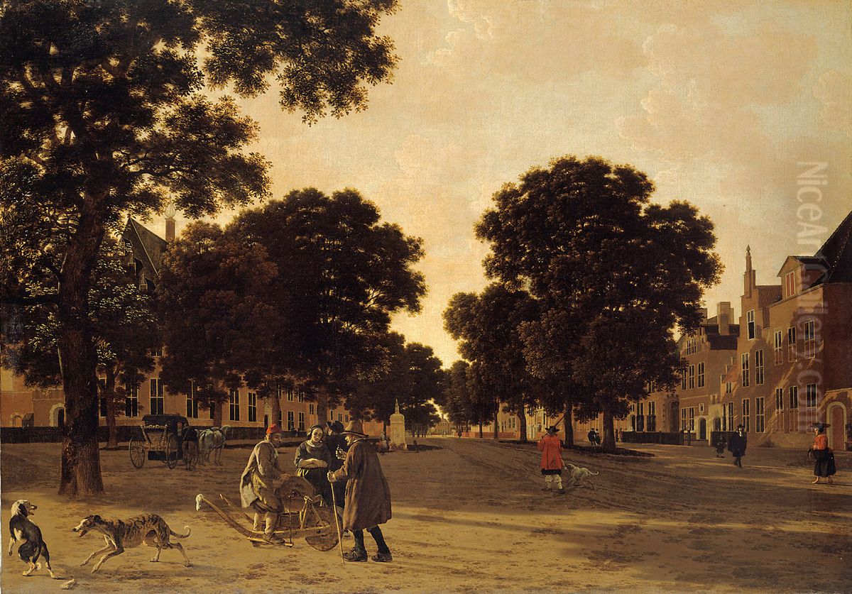 Ansicht des Kneuterdijk im Haag Oil Painting by Joris van der Haagen or Hagen