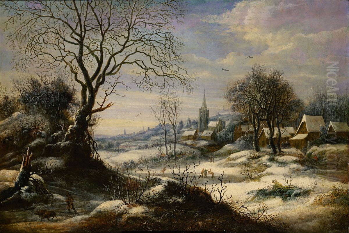 Winterlandschaft Oil Painting by Daniel van Heil
