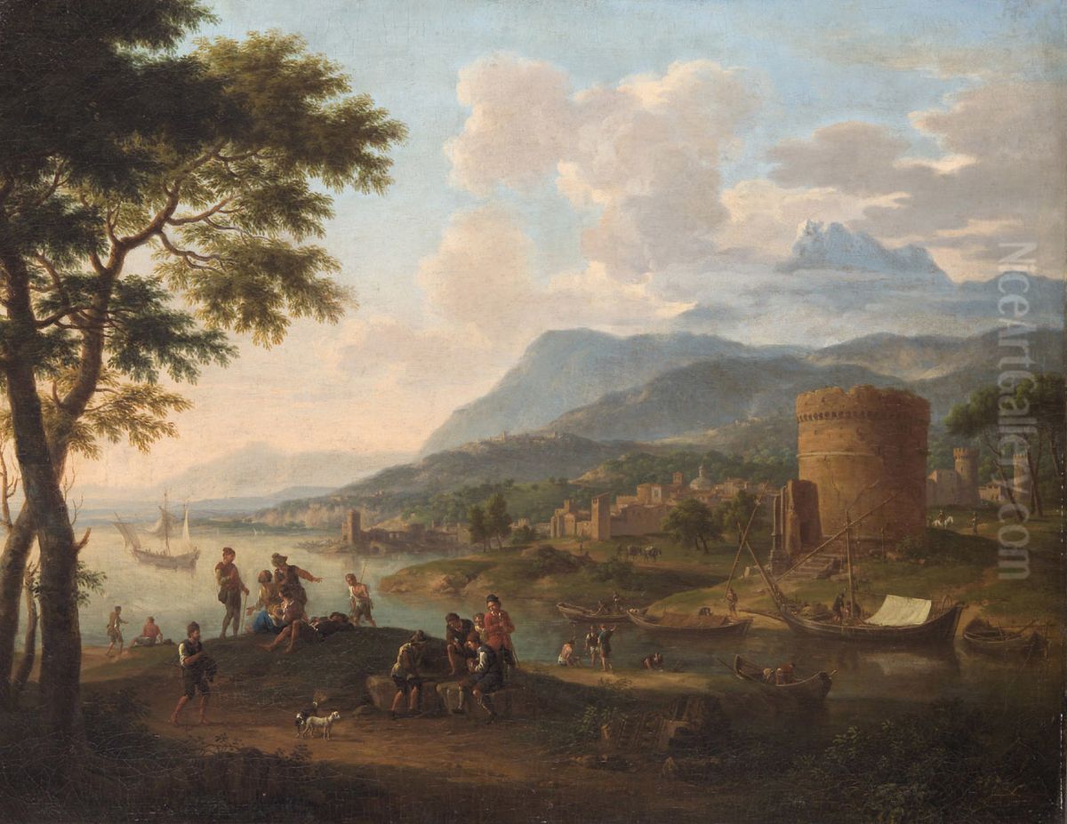 Italienische Abendlandschaft Oil Painting by Jacob De Heusch