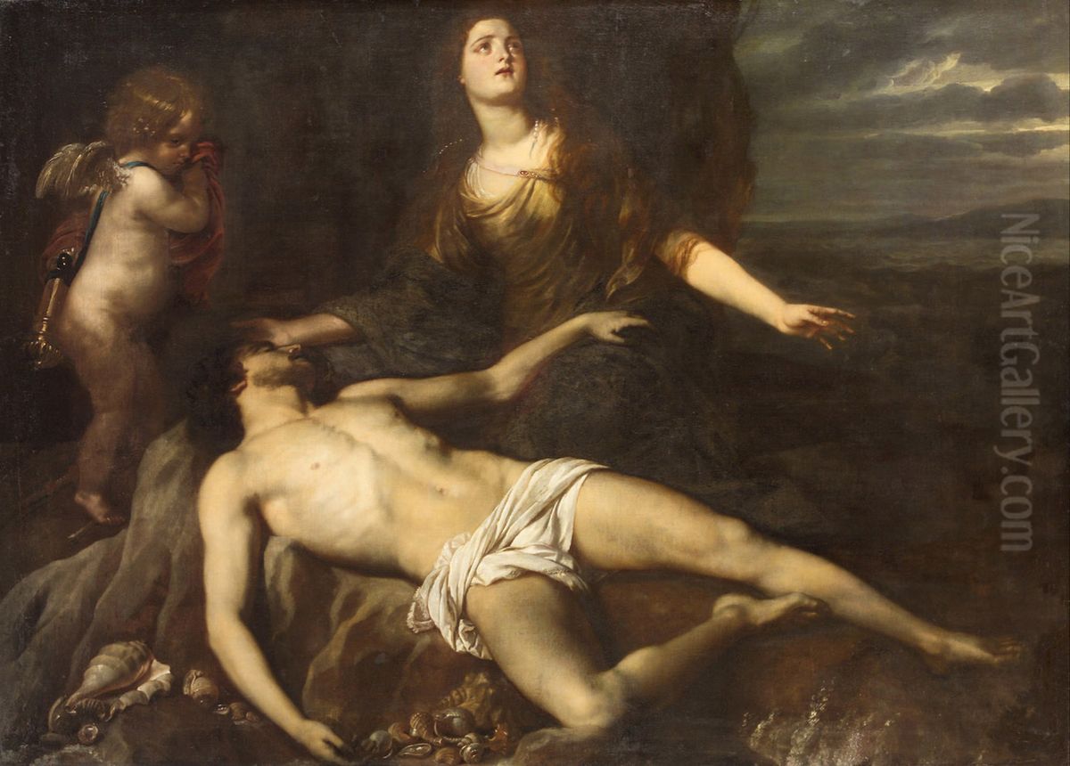 Hero laments the dead Leander Oil Painting by Jan van den Hoecke