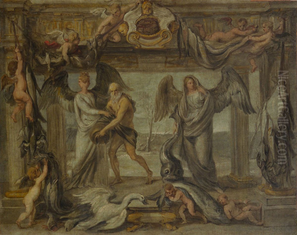 Janner und Februar Oil Painting by Jan van den Hoecke