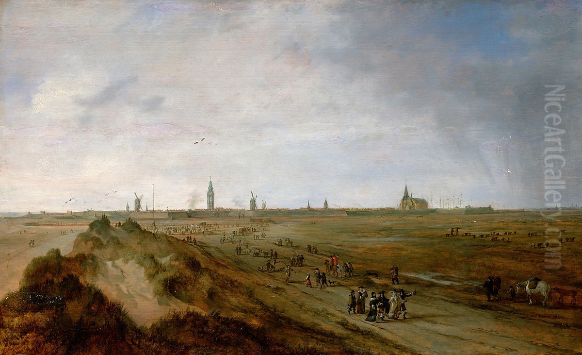 View of Ostend Oil Painting by Robert van den Hoecke