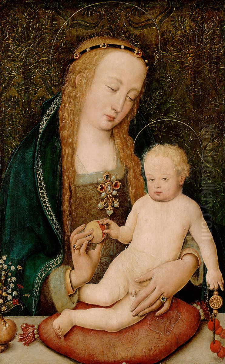 Maria, dem Kind einen Granatapfel reichend Oil Painting by Hans Holbein the Elder