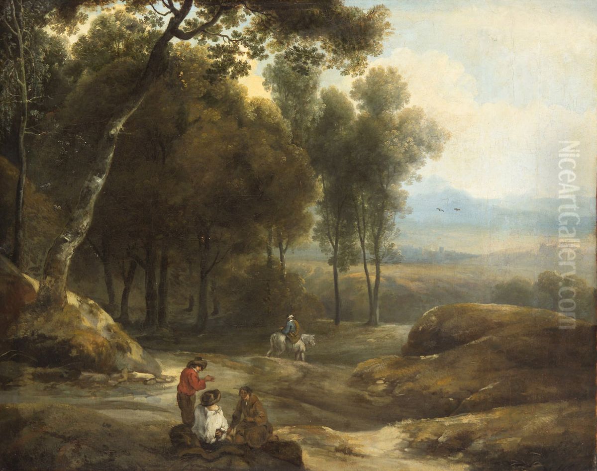 Forest Landscape with Figures Oil Painting by Cornelis Huysmans