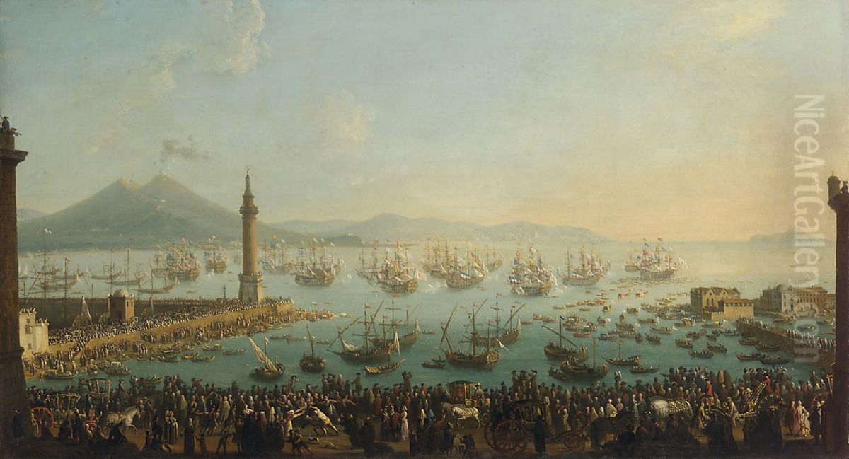 Hafen von Neapel mit Abfahrt Karls III. nach Spanien (1759) Oil Painting by Antonio Joli