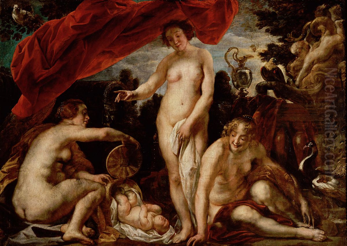 Daughters of Kekrops Finding Erichthonios. Oil Painting by Jacob Jordaens