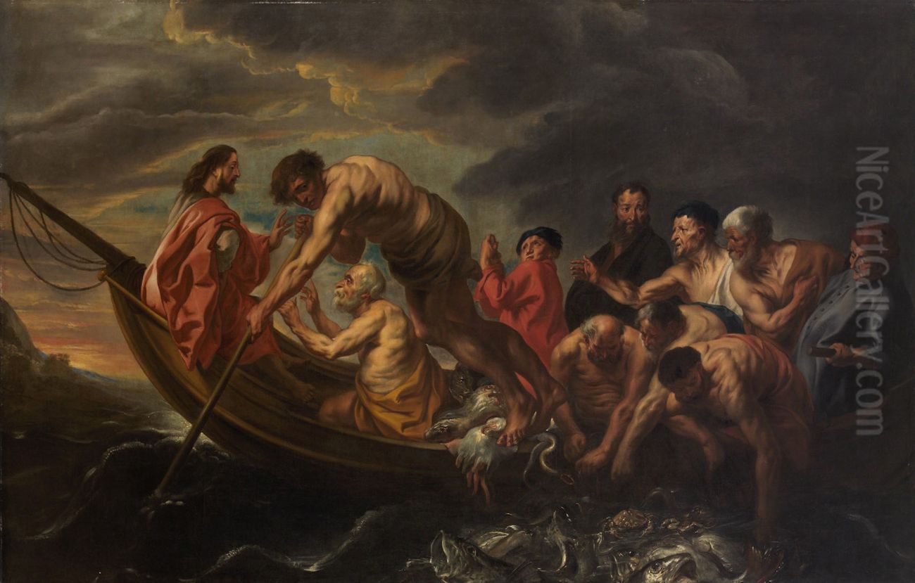 Miraculous draught of fish Oil Painting by Jacob Jordaens
