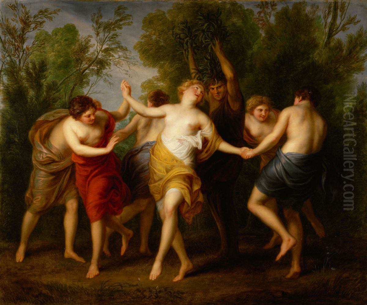 Verwandlung des Apulus in einen Olbaum Oil Painting by Andries Cornelis Lens