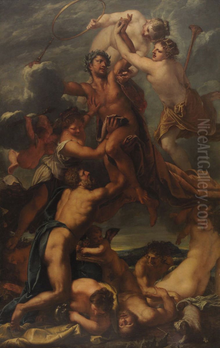 The apotheosis of Emperor Leopold I Oil Painting by Pietro Liberi