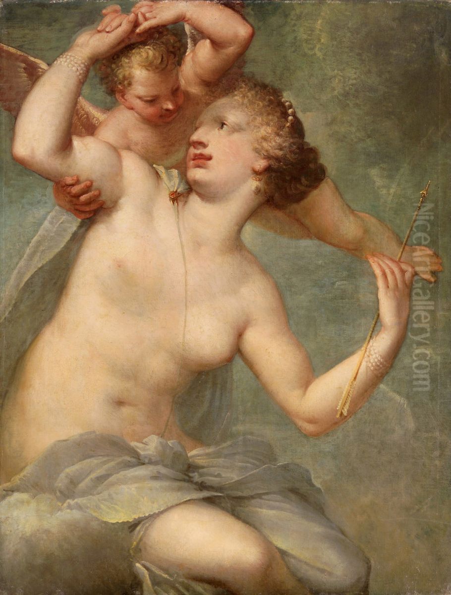 Venus and Amor Oil Painting by Pietro Liberi