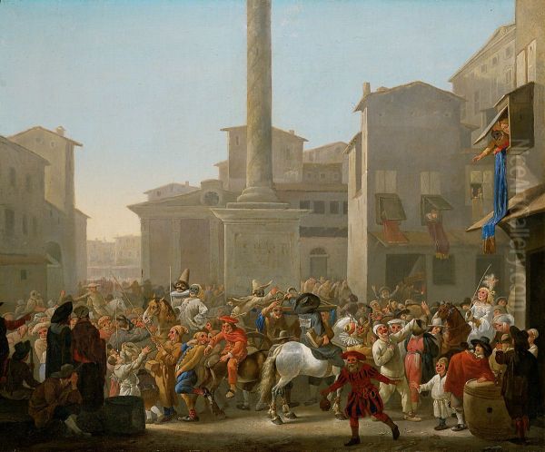 Carnival in Rome Oil Painting by Johannes Lingelbach