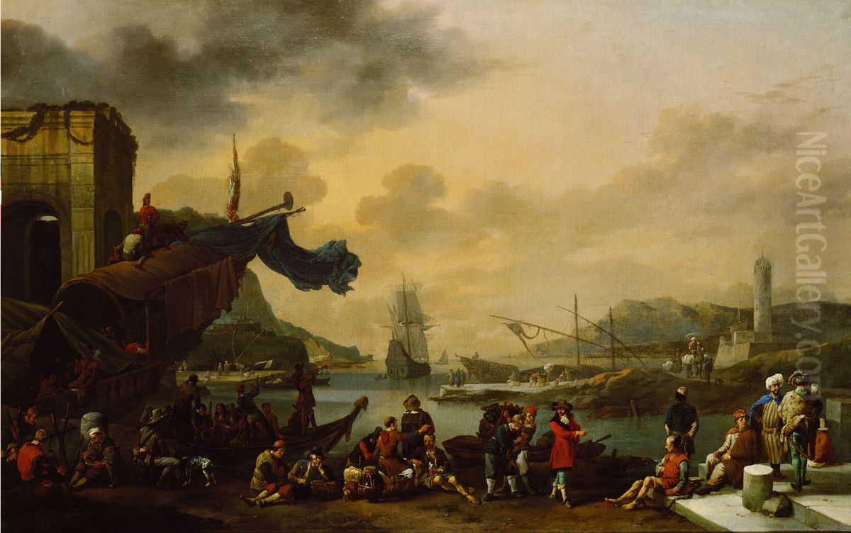 Italienischer Seehafen Oil Painting by Johannes Lingelbach