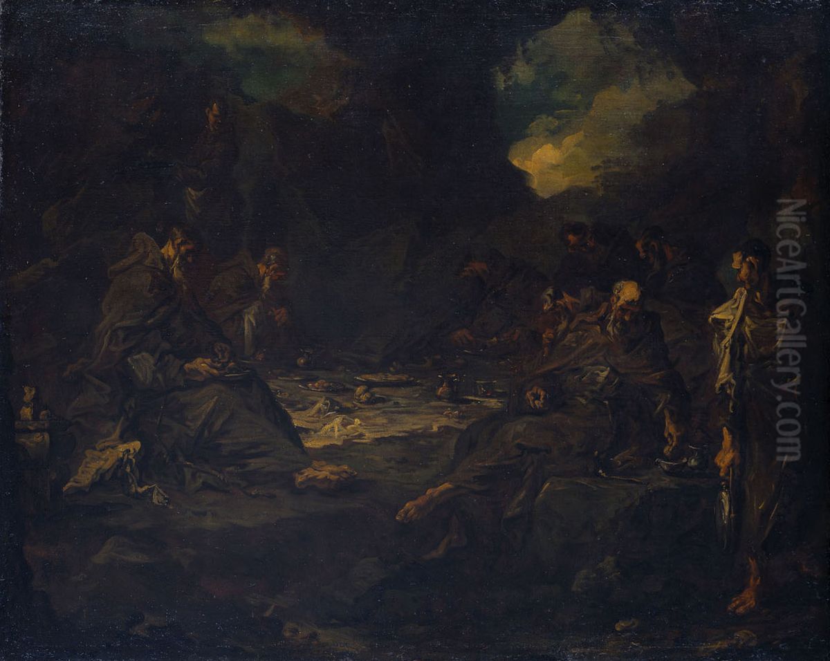 Mahl der Einsiedler in einer Hohle Oil Painting by Alessandro Magnasco