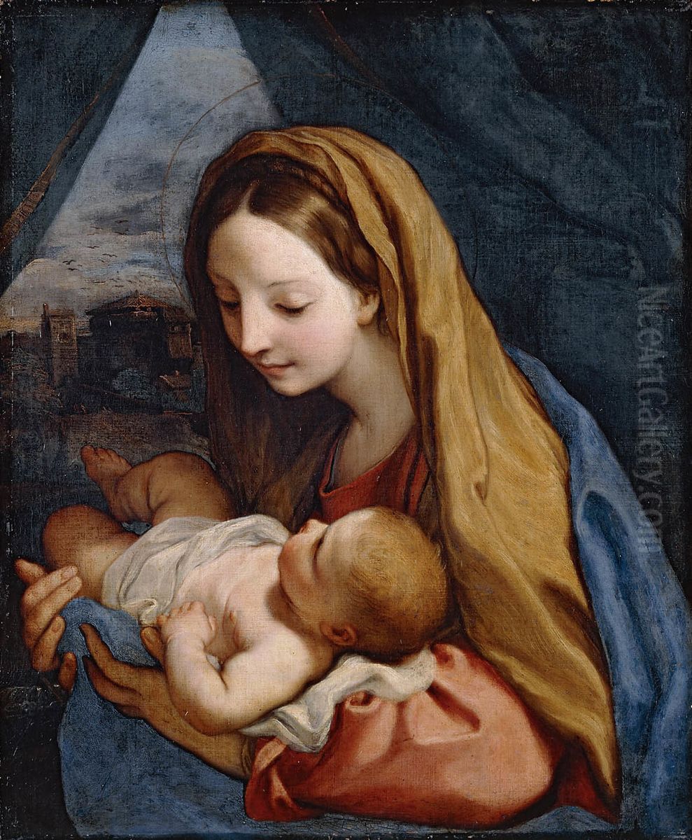 Madonna and Child Oil Painting by Carlo Maratta or Maratti