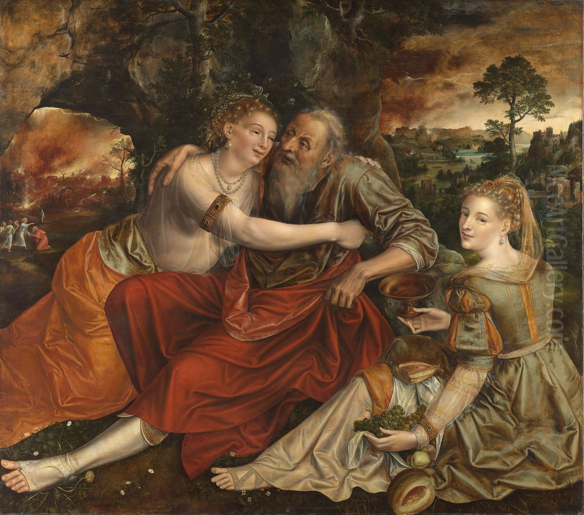 Lot and his daughters Oil Painting by Jan Matsys