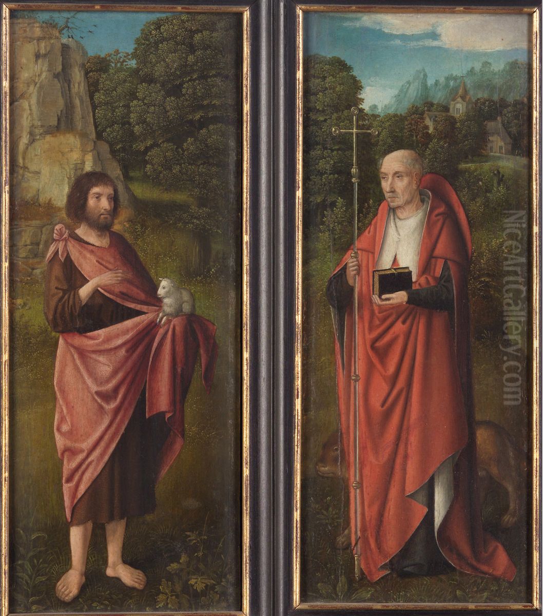 Hl. Johannes d. Taufer und Hl. Hieronymus Oil Painting by Master of Hoogstraeten