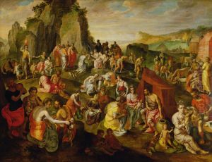 Moses schlagt Wasser aus dem Felsen