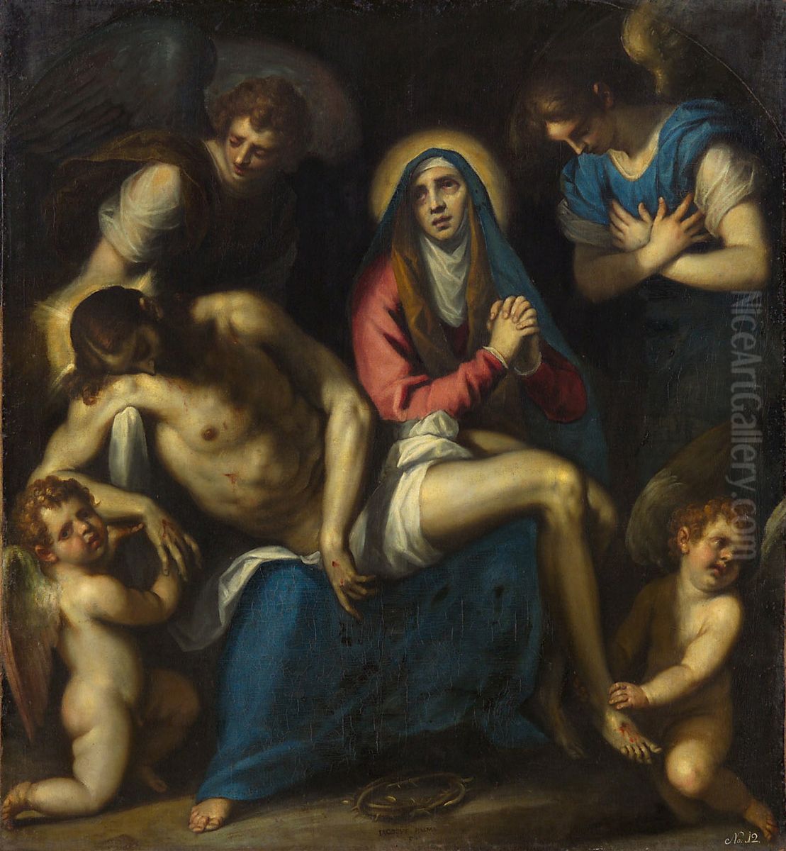 Pieta with Angels Oil Painting by Palma il Giovane
