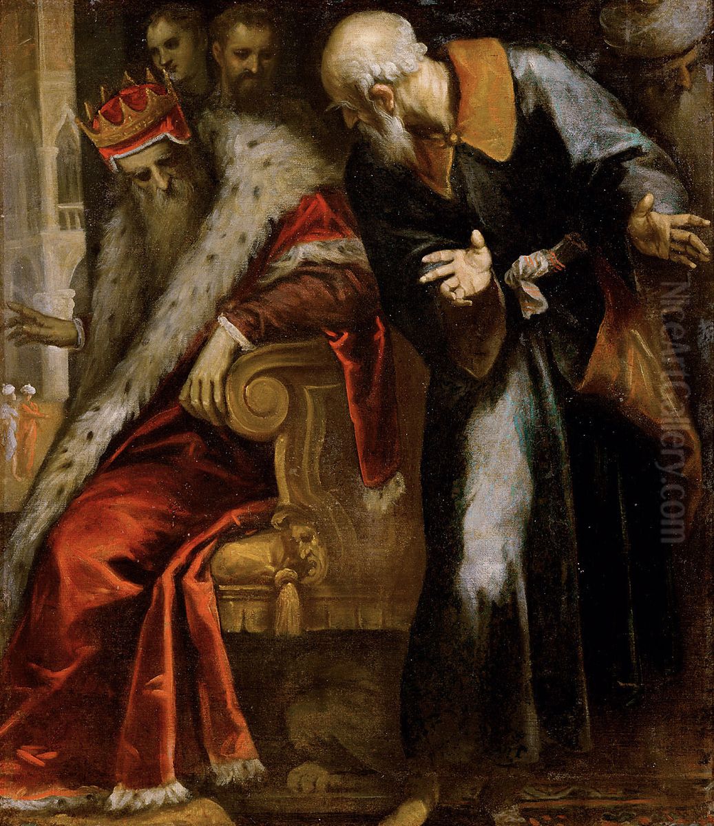 The prophet Nathan admonishes King David Oil Painting by Palma il Giovane