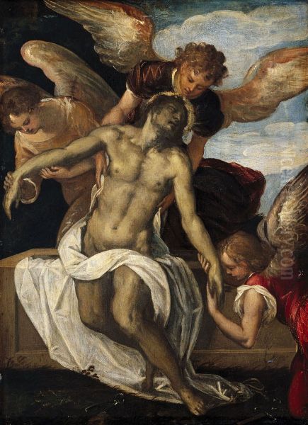 Leichnam Christi, von Engeln gehalten Oil Painting by Palma il Giovane