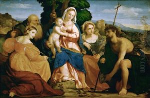 Maria mit Kind und Heiligen Katharina und Coelestin (links) und Johannes d. Taufer und Barbara (rechts)