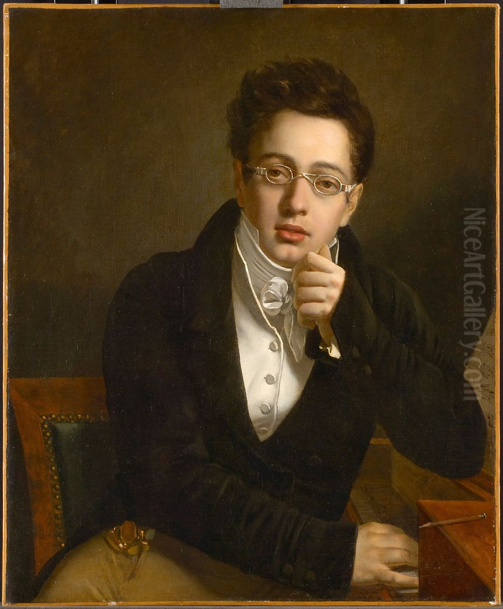 Gemalde: Der junge Schubert Oil Painting by Josef Abel
