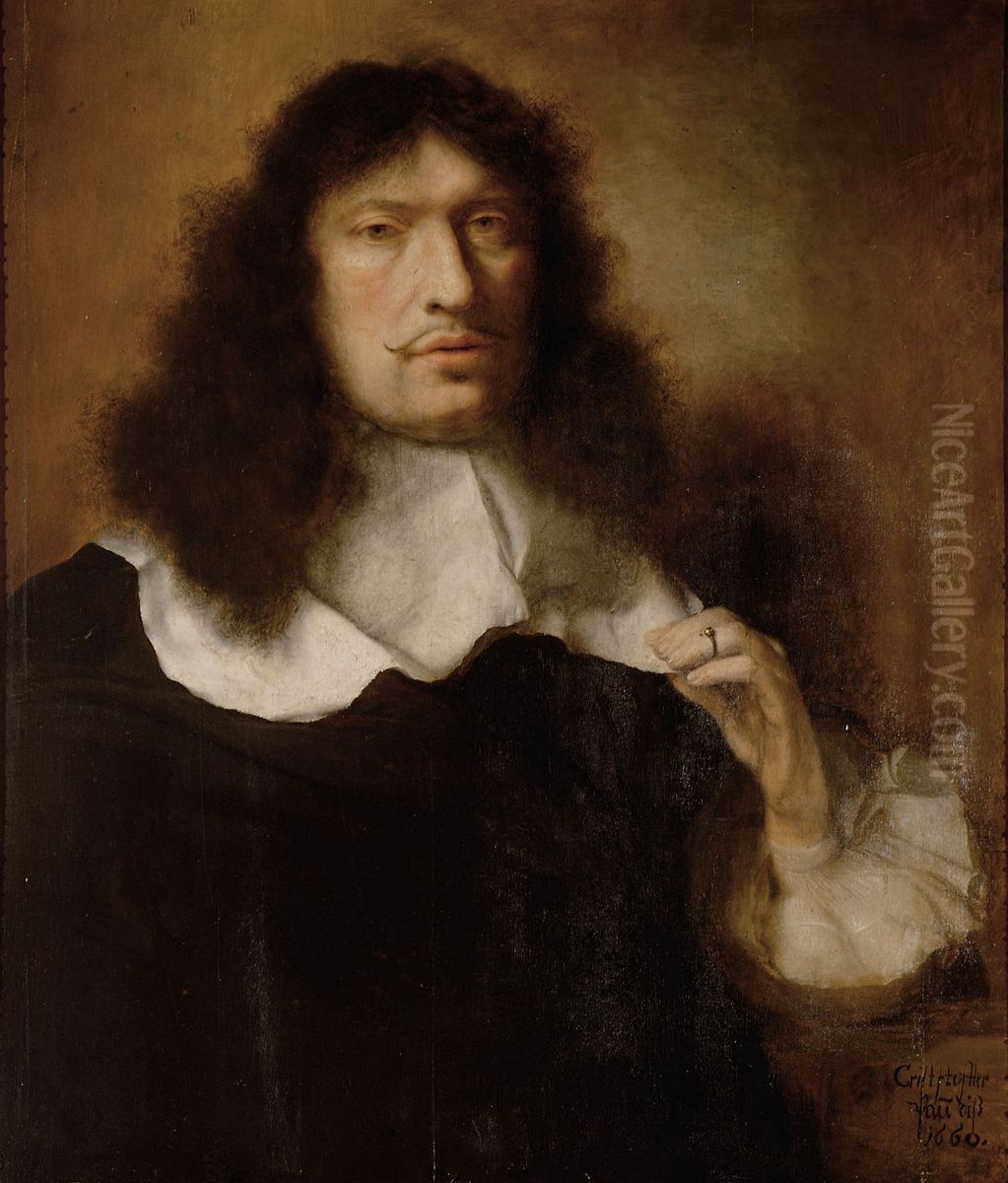 Portrait of a man with dark hair, probably Alphons Zeffiri Oil Painting by Christopher Paudiss