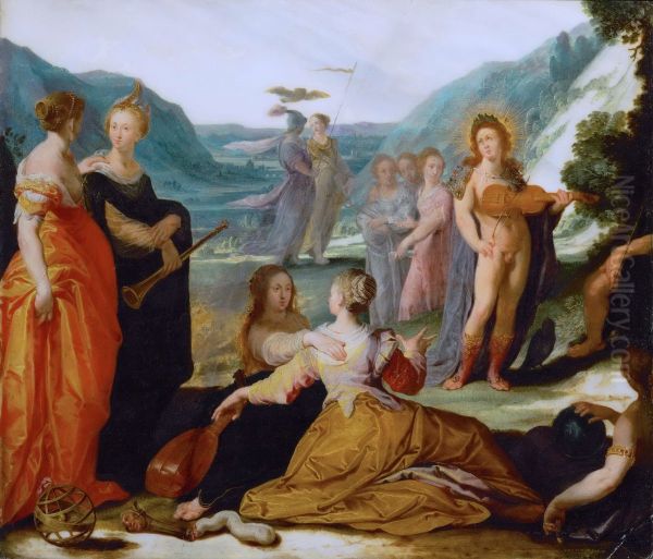 Apollo und die Musen Oil Painting by Bartholomeus Spranger