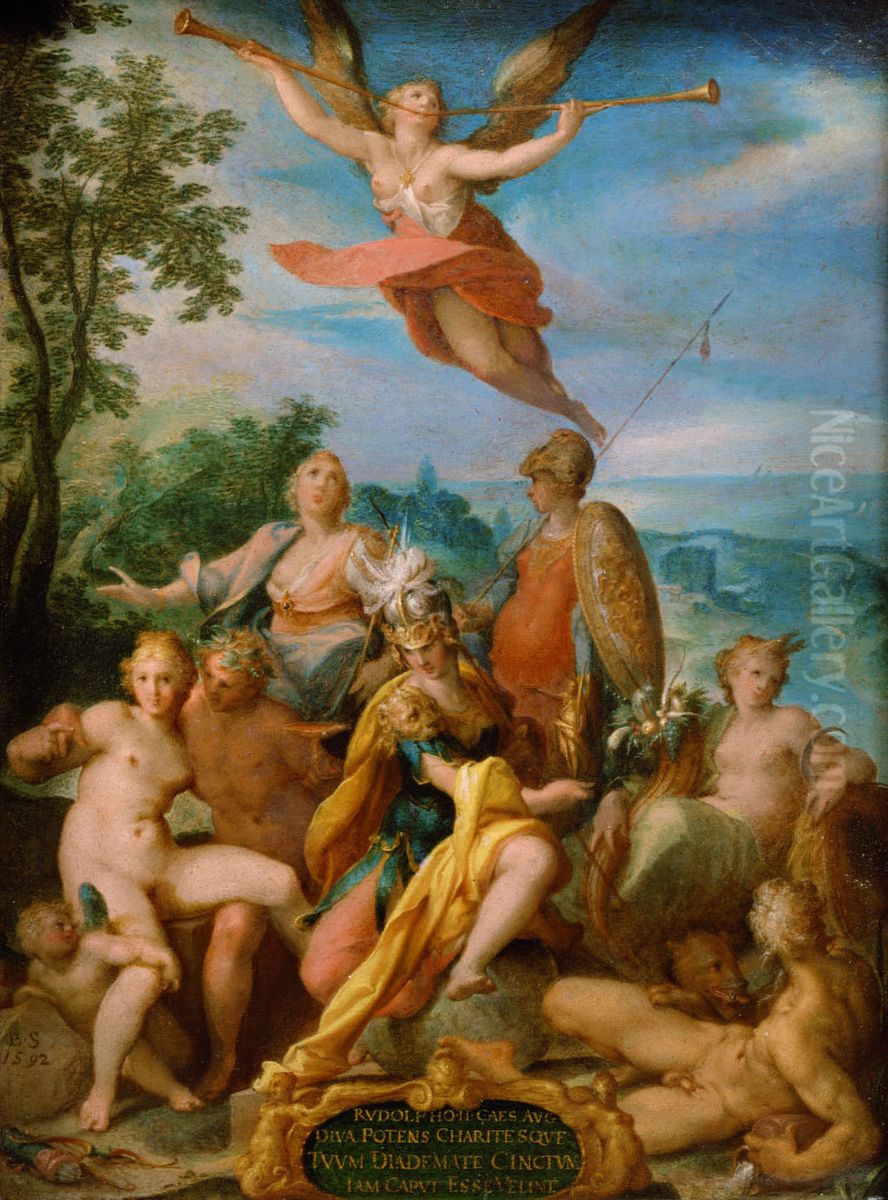 Allegory of Emperor Rudolf II Oil Painting by Bartholomeus Spranger