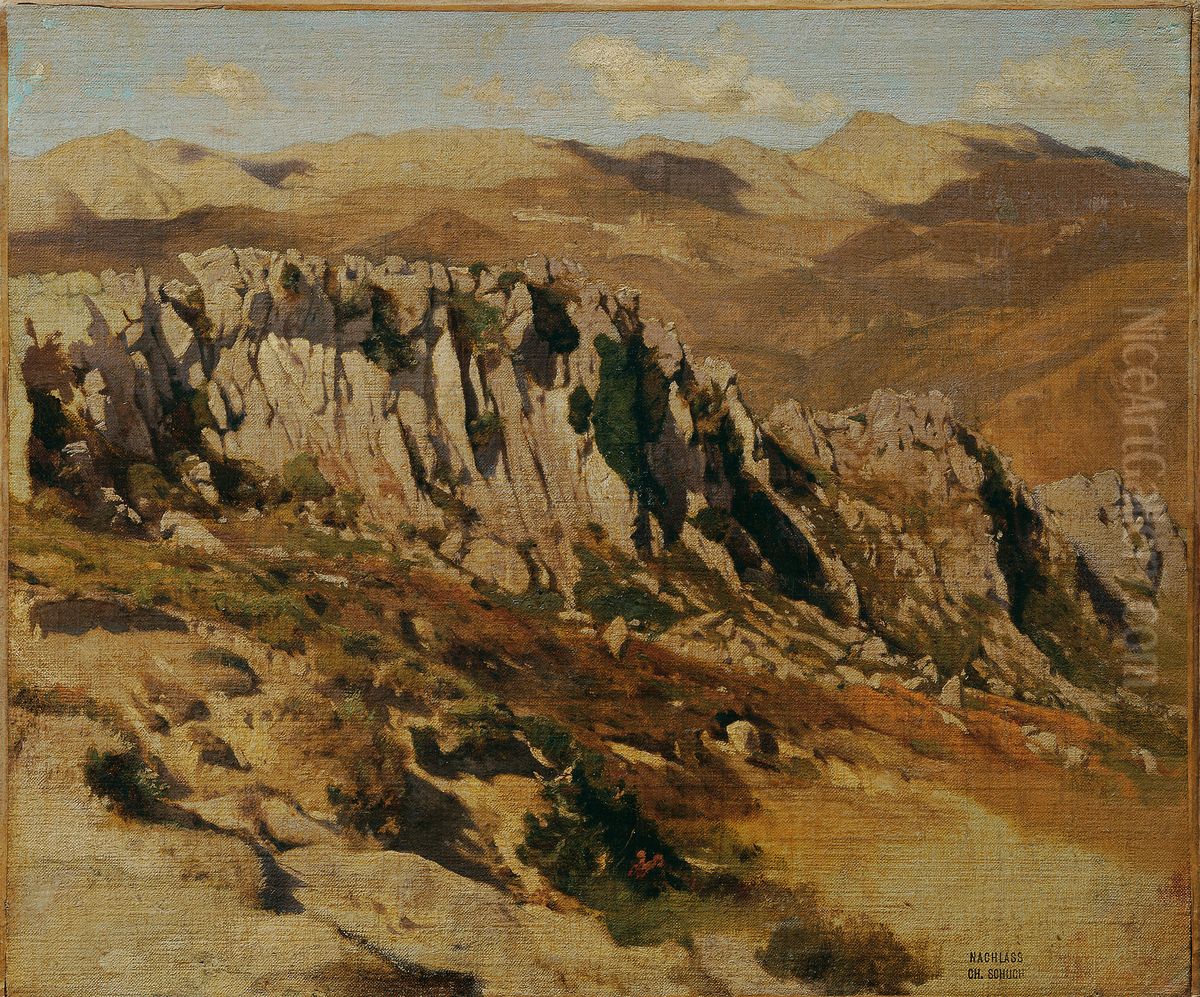 Felsenlandschaft bei Olevano Oil Painting by Carl Schuch