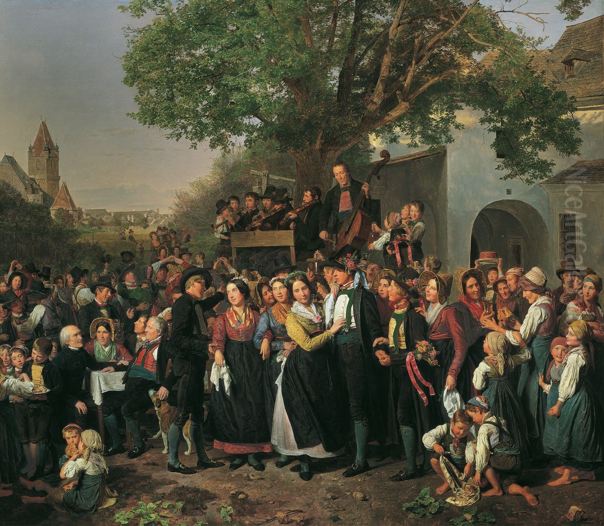 Niederosterreichische Bauernhochzeit Oil Painting by Ferdinand Georg Waldmuller