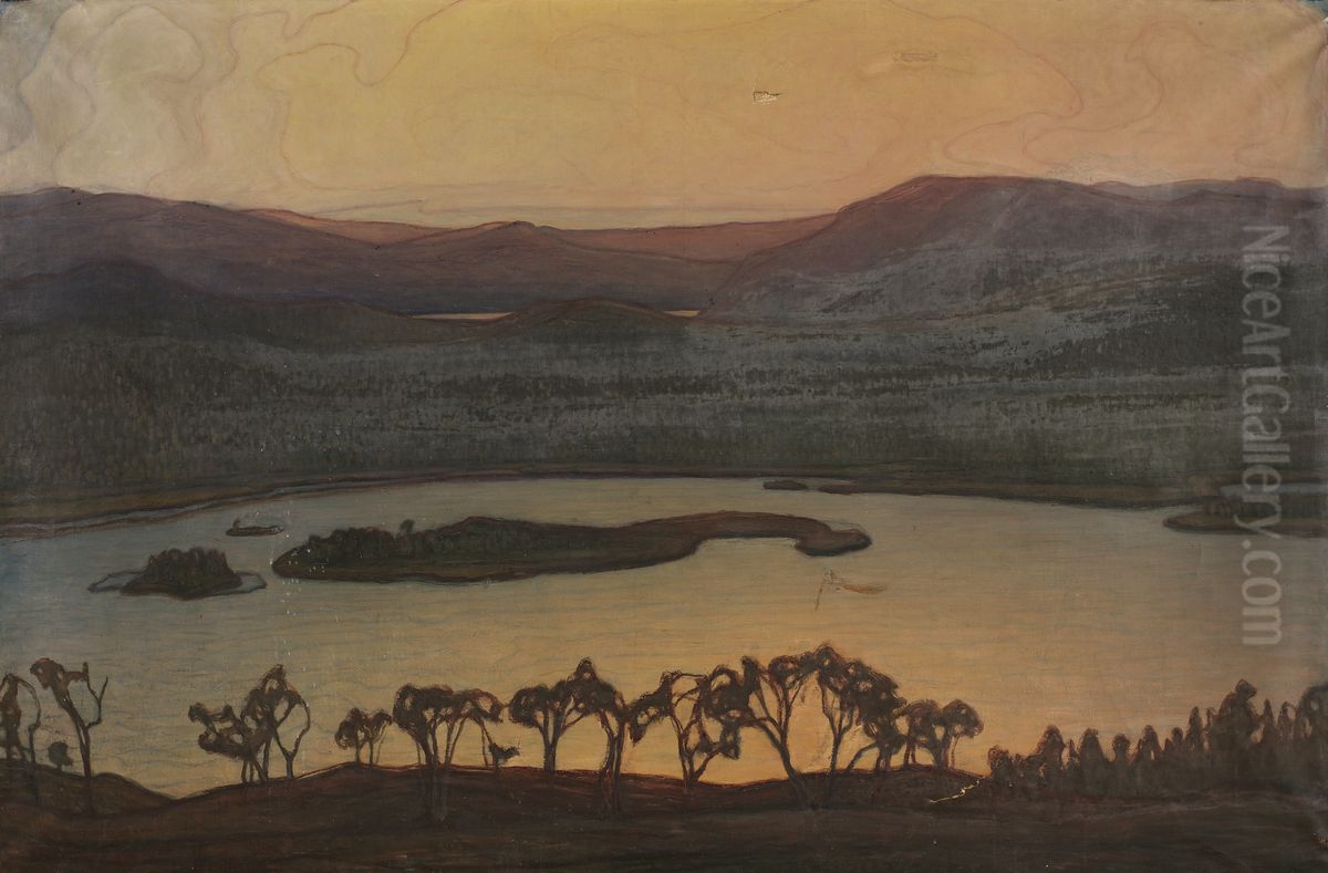 Blick uber den Aerransee Oil Painting by Otto Hesselbom