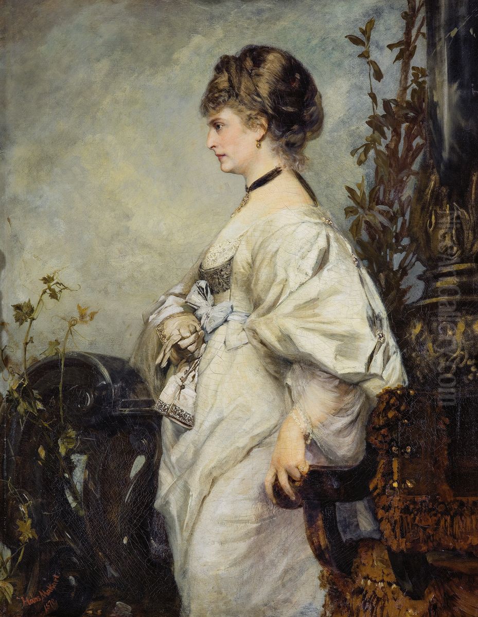 Portrait Magdalena Plach Oil Painting by Hans Makart