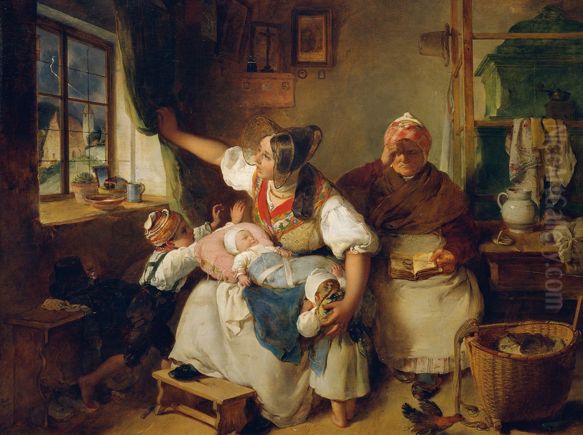 Das Gewitter Oil Painting by Peter Fendi