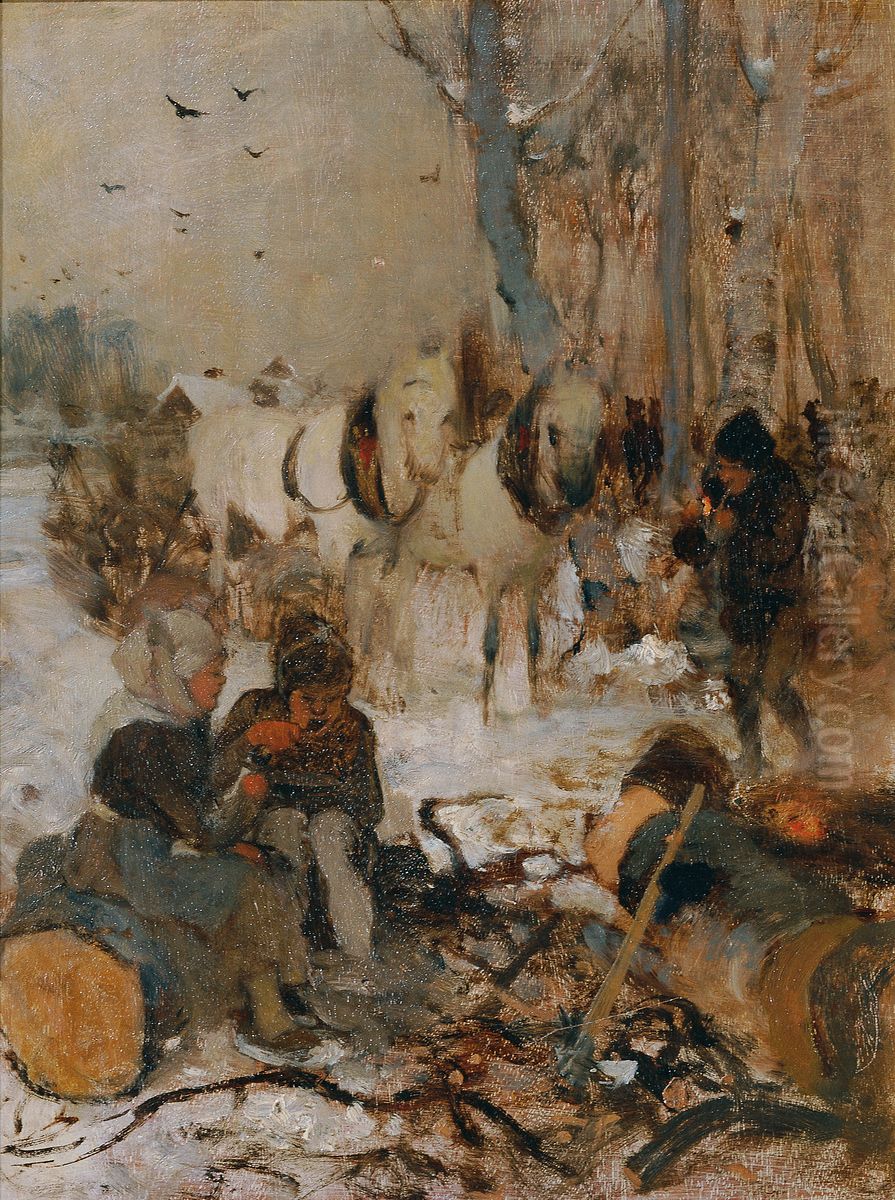 Winter Oil Painting by Franz Rumpler