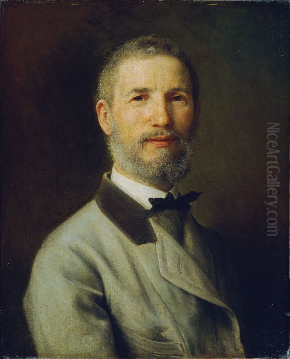 Selbstportrat mit 60 Jahren Oil Painting by Johann Baptist Reiter